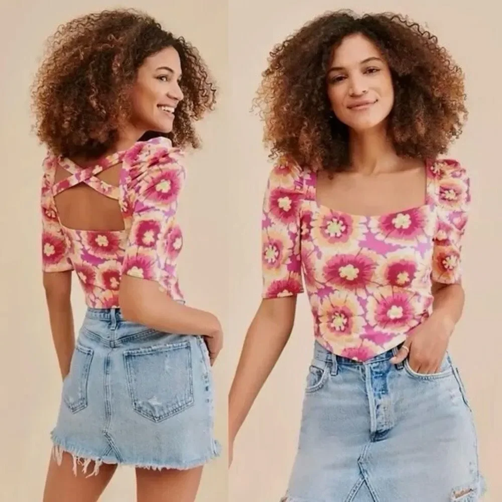 Women’s Free People “Give Me More” Crop Top in Pop Combo Design